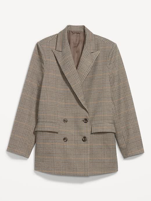 Oversized Twill Double-Breasted Blazer