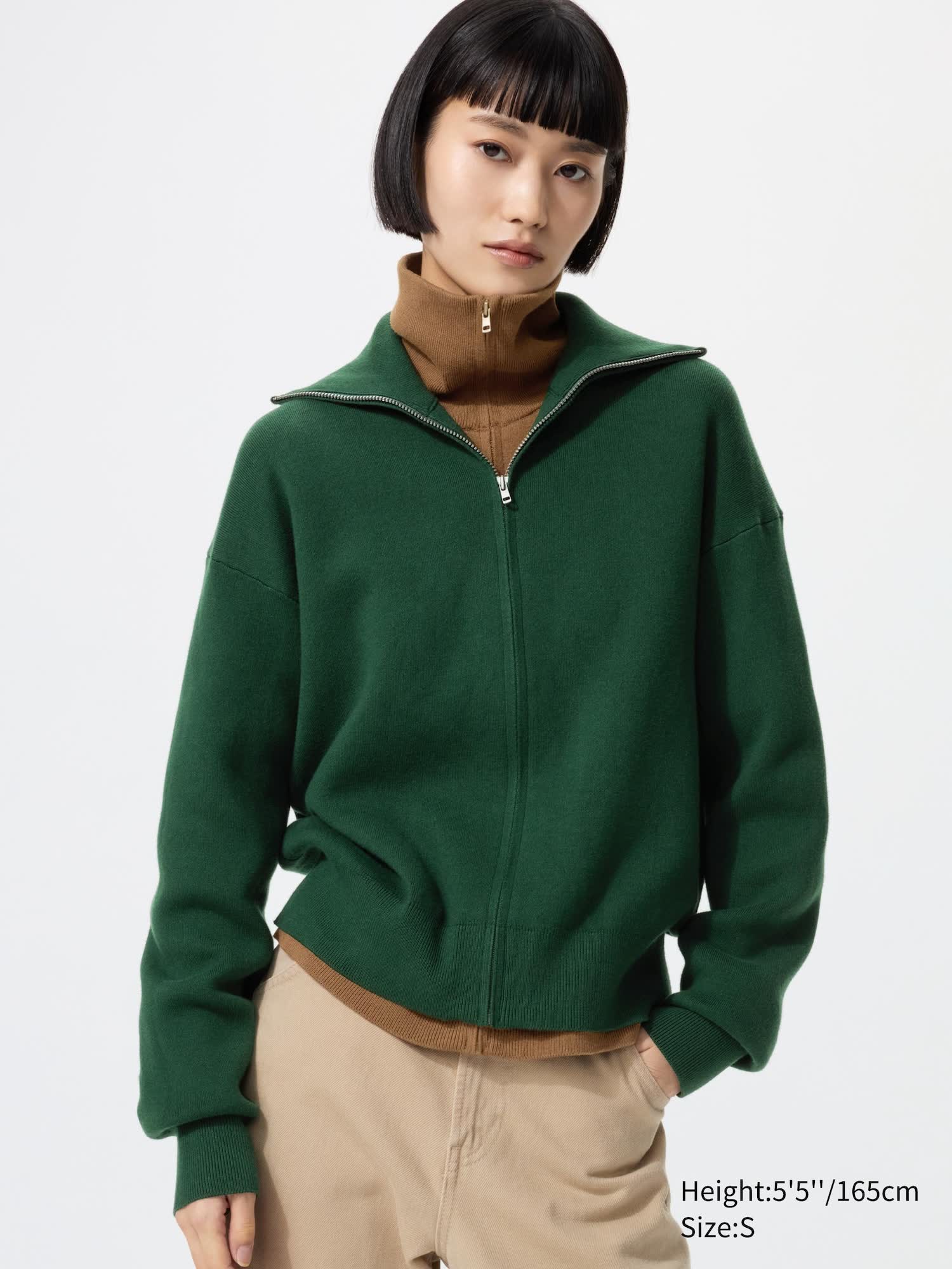 Smooth Cotton Full-Zip Cardigan